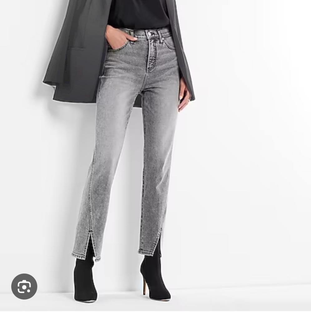 Express high-waisted vented hem ankle straight jeans